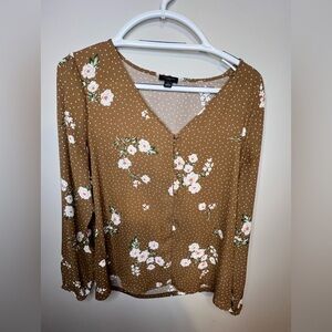 Ann Taylor Factory Women’s Brown Floral Blouse Size Small